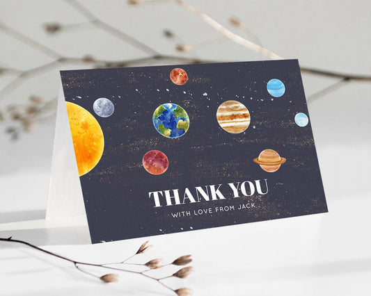 Space Thank You Space Thank You Card First Trip Around the Sun Thank You Card Planets Solar System First Birthday Thank You Cards D10144