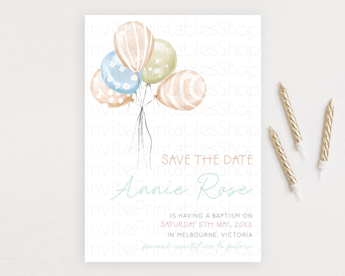 Pastel Balloons Save The Date Rainbow Confetti Balloon Party Colorful Balloon Save The Date Template Birthday Baby Shower Baptism D22999