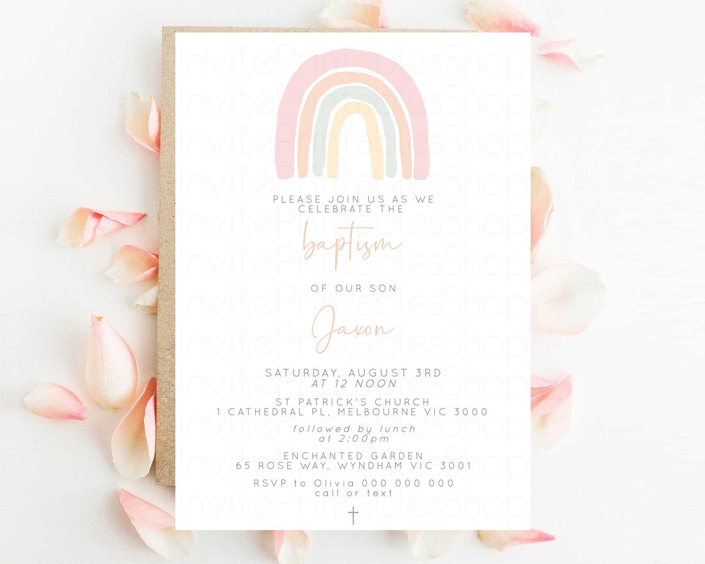 Rainbow Baptism Invitation Pastel Rainbow Christening Invitation Watercolor Rainbow Invite Colorful Rainbow Invite Boho Rainbow Pastel 14