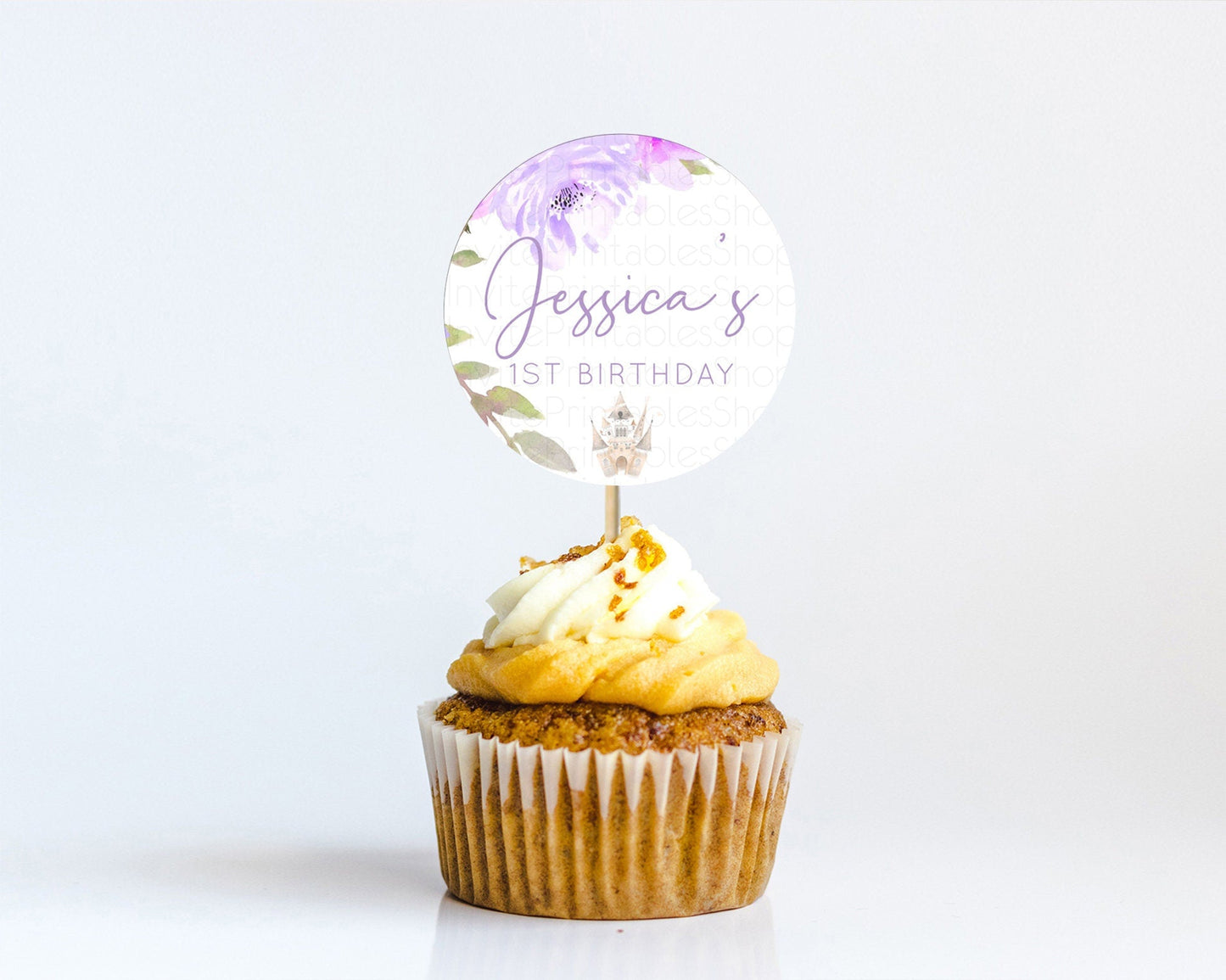 Princess Cupcake Toppers Castle Cupcake Toppers Royal Princess Decor Fairy Tale Enchanted Castle Pastel Floral Garden Table Number D10339