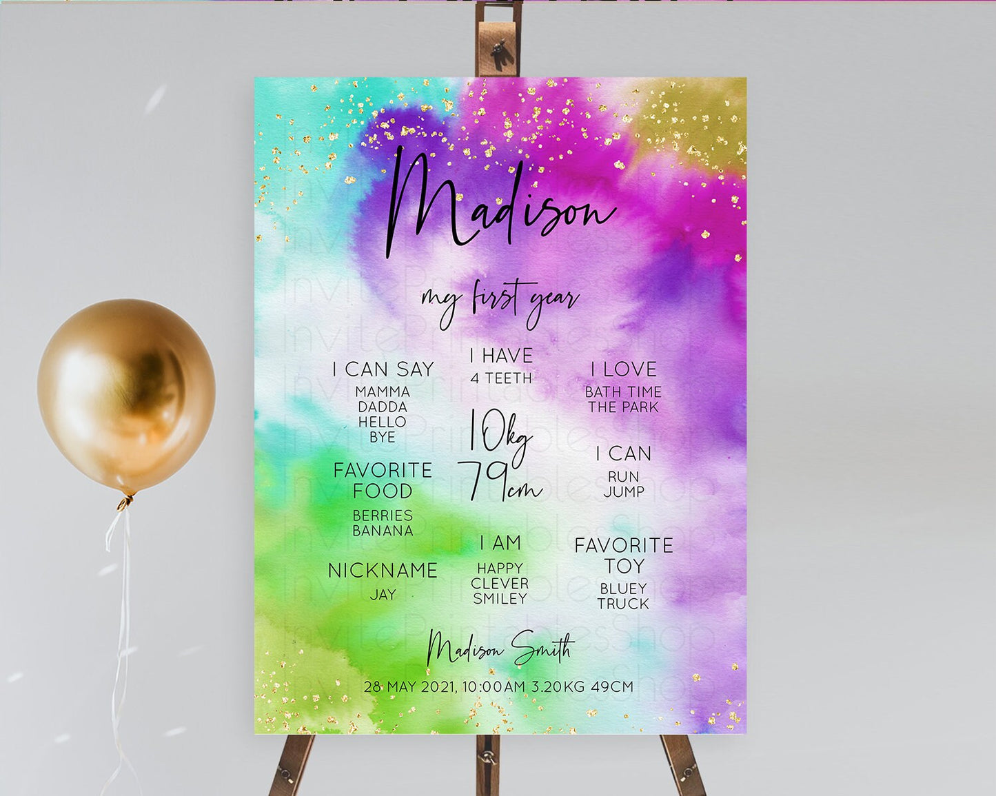 Tie Dye Milestone Board Rainbow First Birthday Milestone Poster Pastel Milestone Colorful Milestone Board Pastel Rainbow Birthday D10536