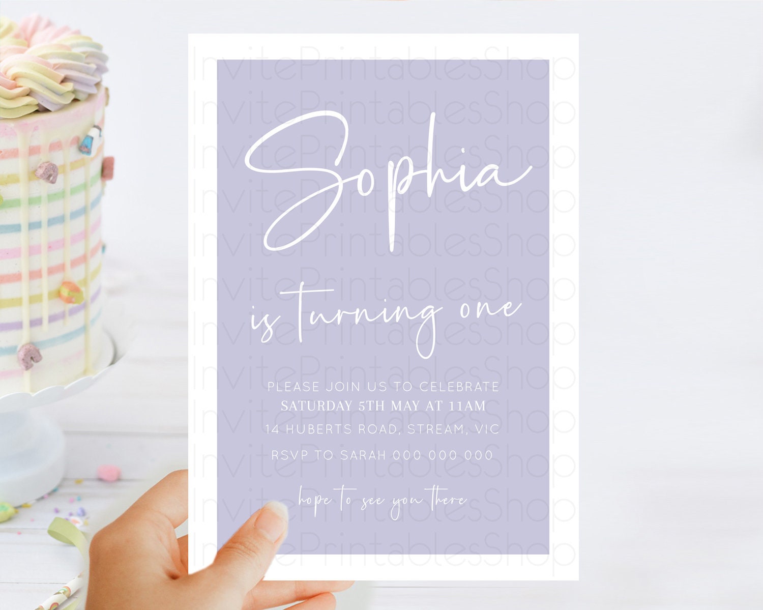 Editable Purple Birthday Invitation Plain Purple Invites Minimalist Invitati
