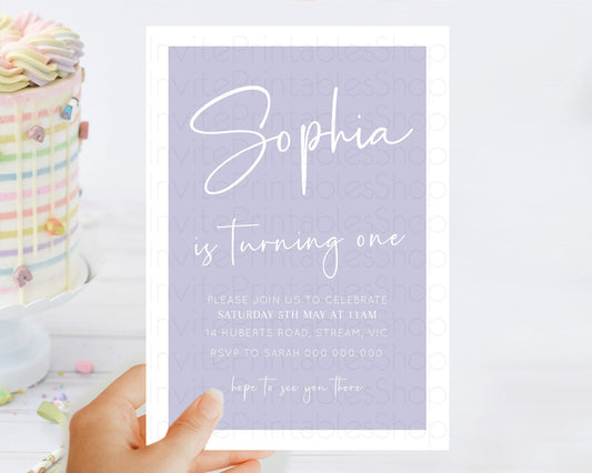 Editable Purple Birthday Invitation Plain Purple Invites Minimalist Invitati