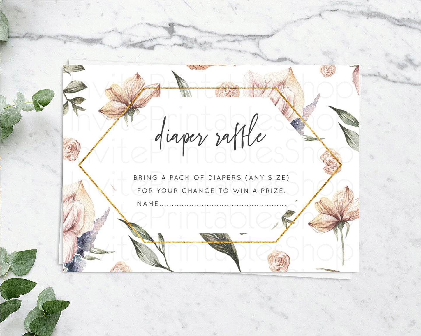 Secret Garden Diaper Raffle Card Boho Wildflower Diaper Raffle Insert Pastel Flower Garden Baby Shower Card Flower Raffle Game D10504