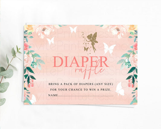 Editable Fairy Diaper Raffle Card Fairy Diaper Insert Enchanted Garden Fairy
