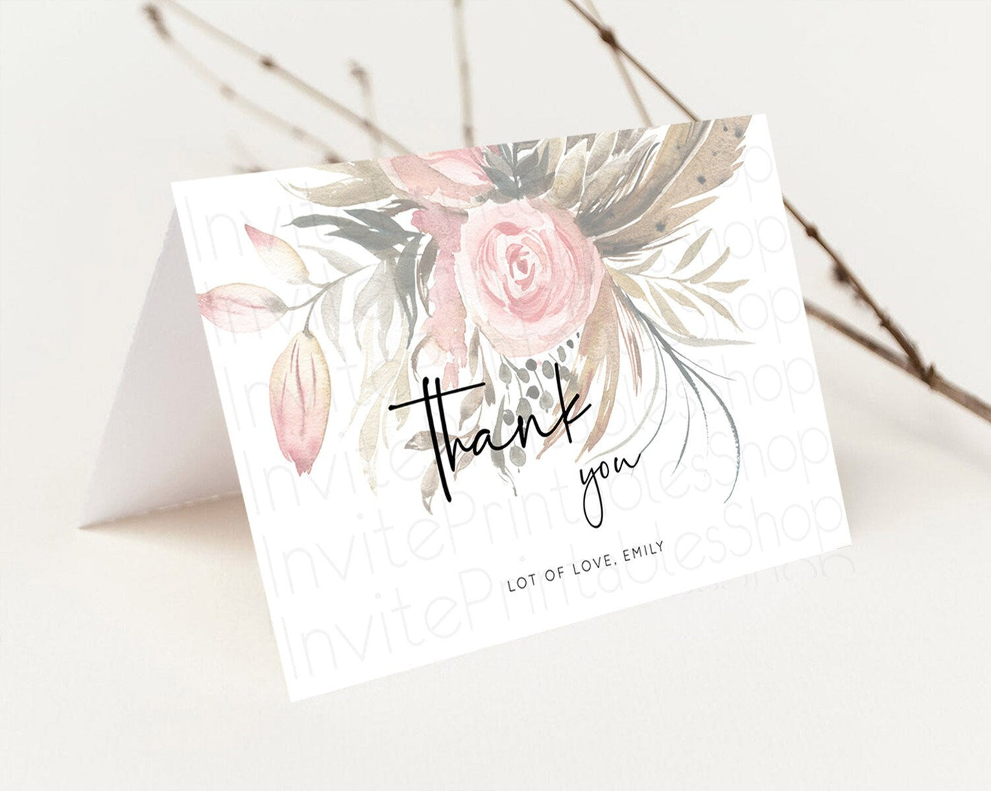 Secret Garden Thank You Wildflower Thank You Card Pastel Flower Garden Birthday Thank You Card Boho Floral Teacher Thank You Card D10686