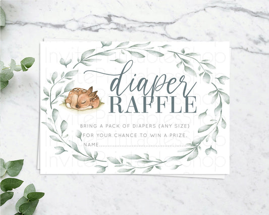 Fawn Diaper Raffle Card Deer Diaper Insert Floral Deer Diaper Ticket Enchanted Forest Butterfly Pastel Baby Shower Raffle Game D10935