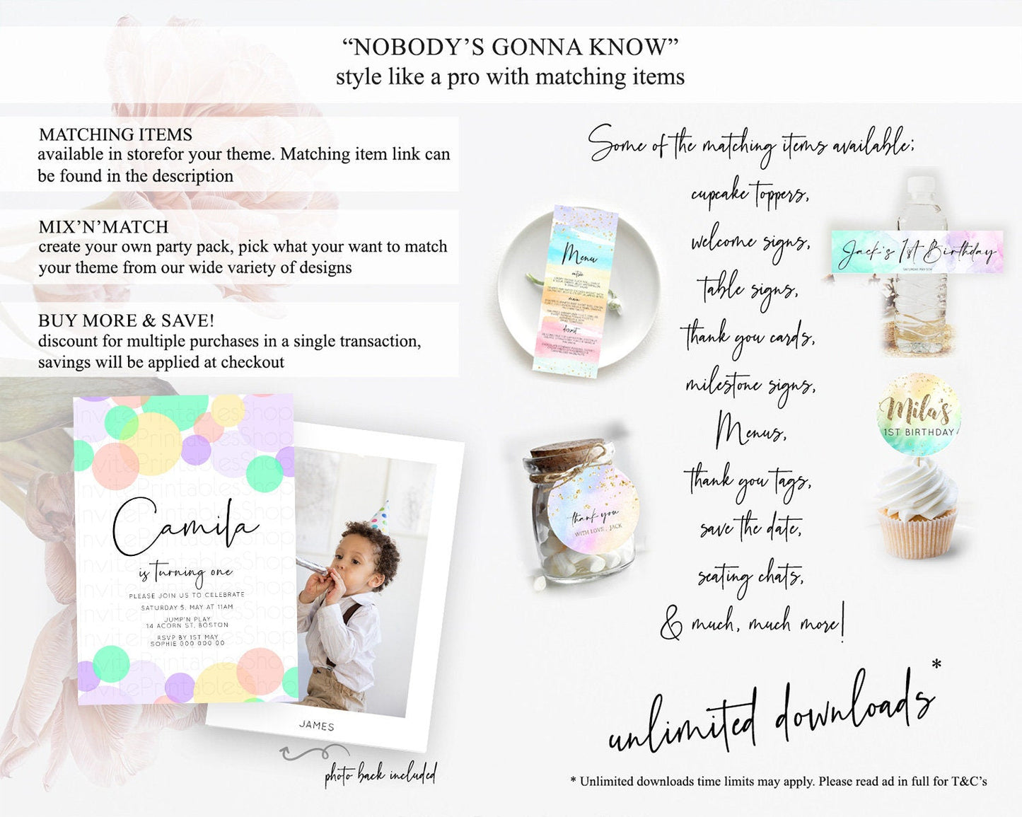 Pastel Birthday Invitation Pastel Confetti Birthday Invitation Bubbles Invitation Colorful Rainbow Confetti 2nd 1st First Birthday D10380