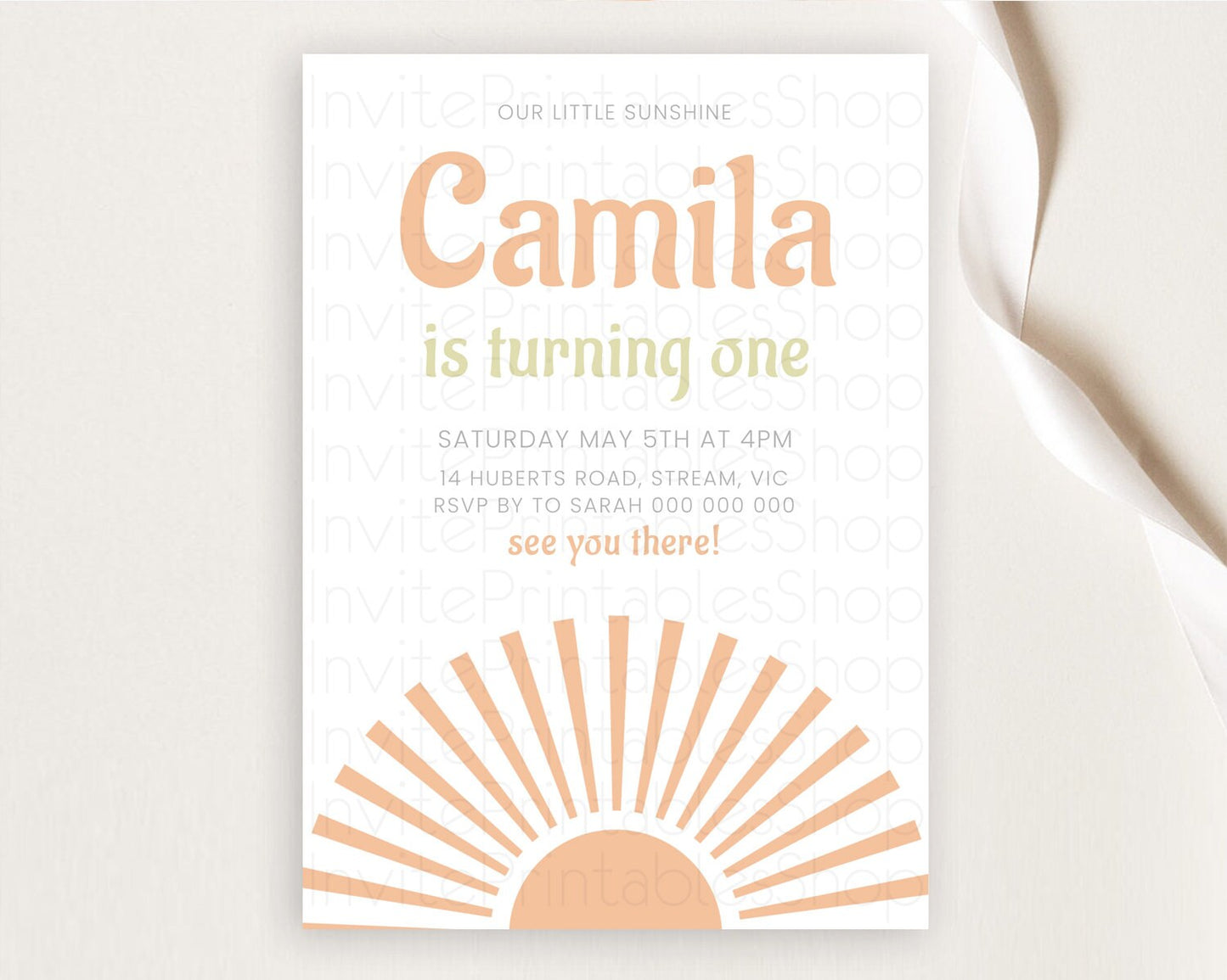 Miss Sunshine Invitation Little Sunshine Birthday Invitation Sun Invitation 1st Year Around Sun Boho Sun Party First Birthday Card 100202