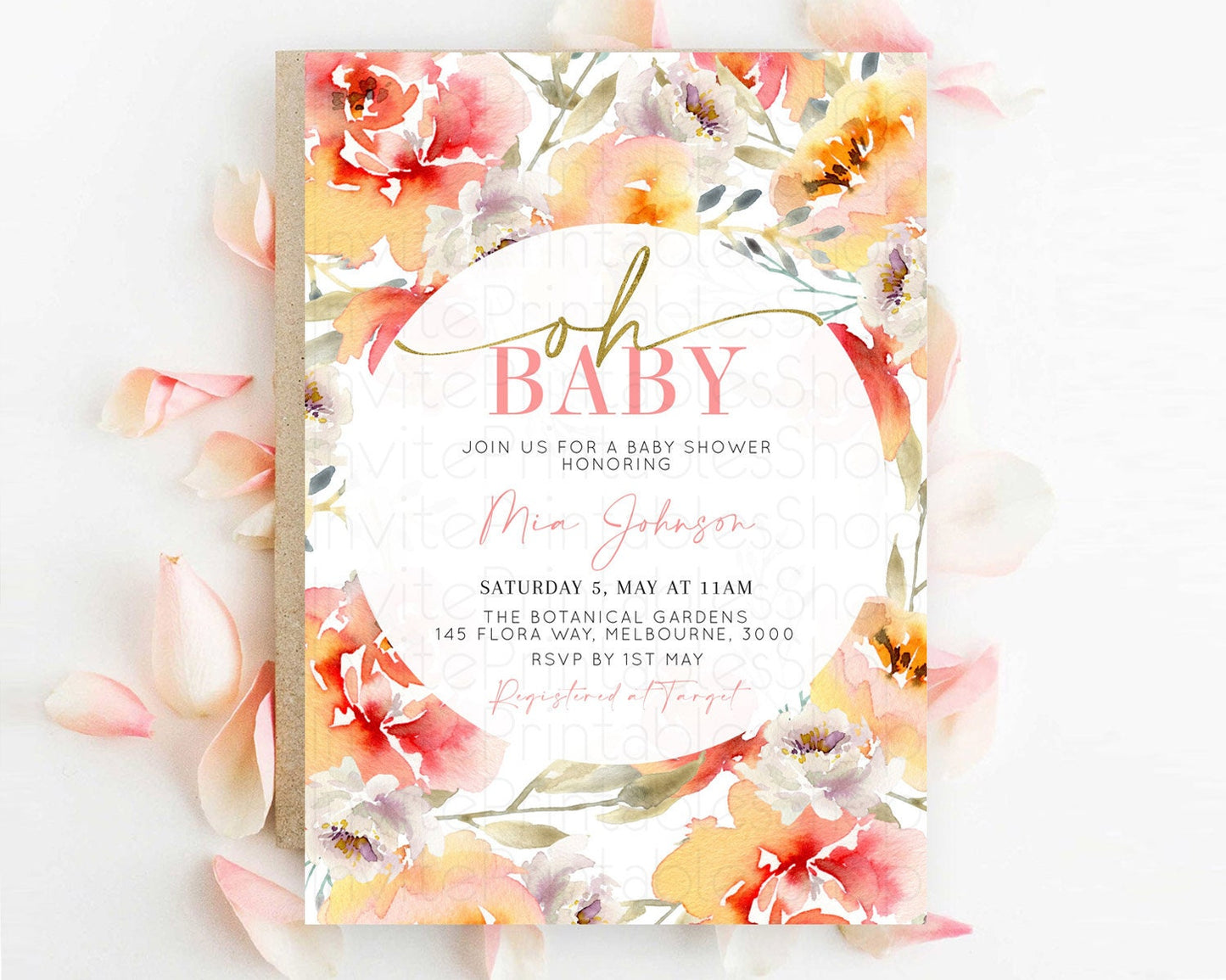 Editable Wildflower Baby Shower Invitation Secret Garden Baby Shower Invitat