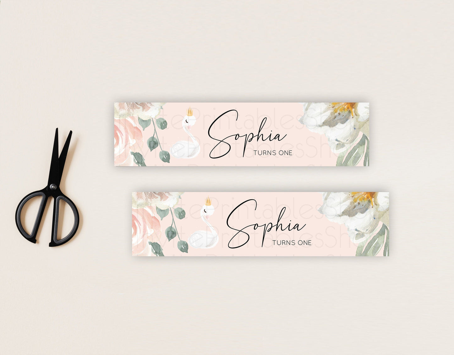 Swan Water Label Template Swan Princess Ballet Party Decor Enchanted Secret Garden Pastel Floral Birthday Baptism Baby Shower D10755