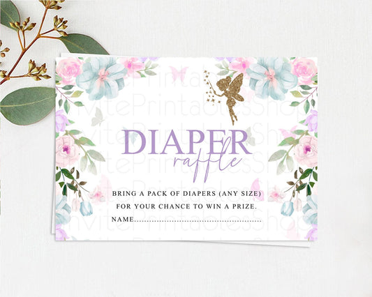 Fairy Diaper Raffle Card Fairy Diaper Insert Enchanted Garden Fairy Diaper Ticket Pastel Floral Butterfly Secret Garden Raffle Game D10475