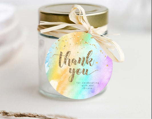 Pastel Thank You Tags Rainbow Thank You Gift Tags Colorful Pastel Favor Tags Confetti Watercolor Pastel First Birthday Thank You D10426