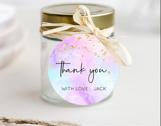 Pastel Thank You Tags Rainbow Thank You Gift Tags Colorful Pastel Favor Tags Confetti Watercolor Pastel First Birthday Thank You D10438