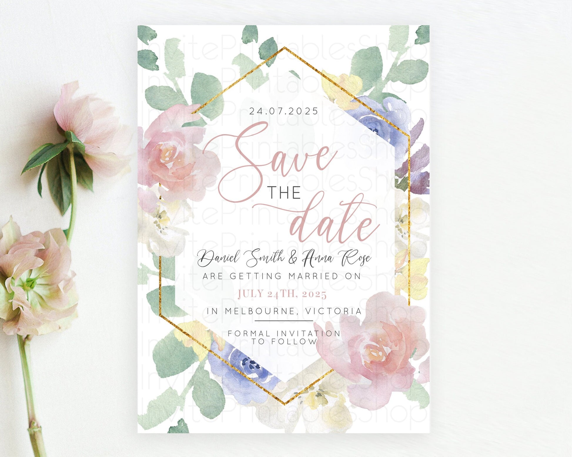 Editable Wildflower Save The Date Template Secret Garden Save The Date Paste