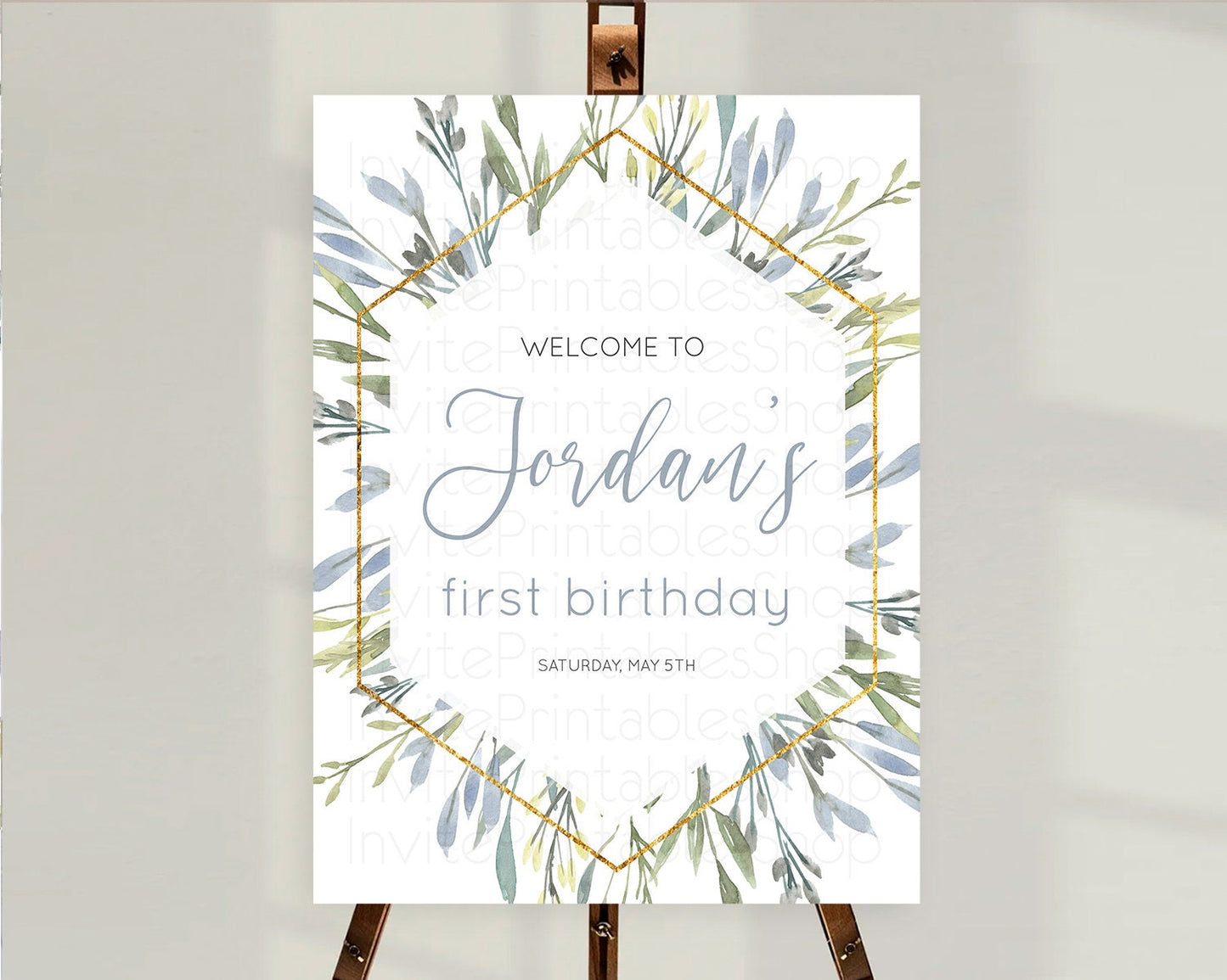 Leafy Welcome Sign Green Leaf Welcome Board Greenery Eucalyptus Fern Spray Leaves Watercolor Boho Garden First Birthday Welcome Sign D10532