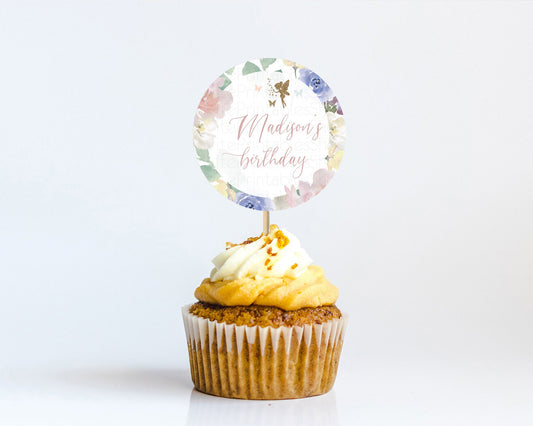 Editable Fairy Cupcake Toppers Pastel Fairy Cupcake Toppers Fairy Floral Gar