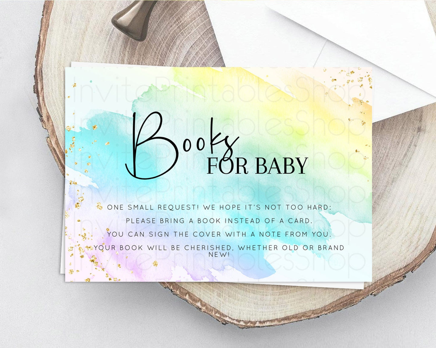 Pastel Books For Baby Card Pastel Rainbow Book Insert Colorful Ombre Watercolor Book Card Confetti Glitter Baby Book Poem Request D10171