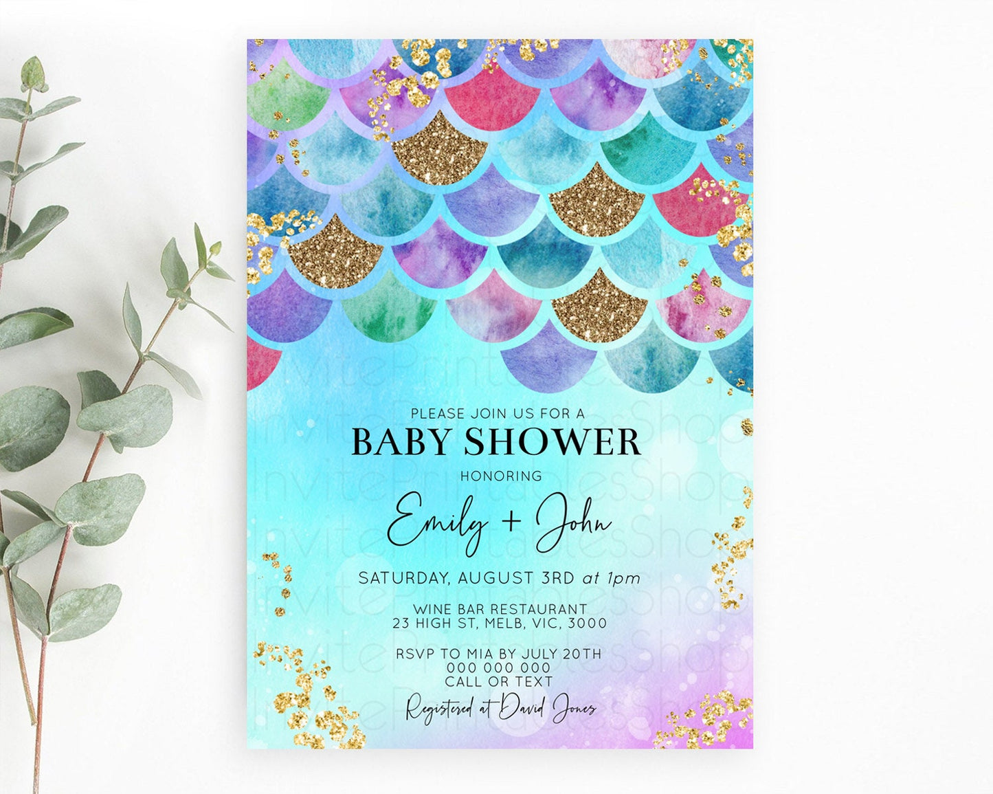 Rainbow Fish Baby Shower Invitation Rainbow Sea Baby Shower Invitation Watercolor Mermaid Invitation Under The Sea Invitation D10581