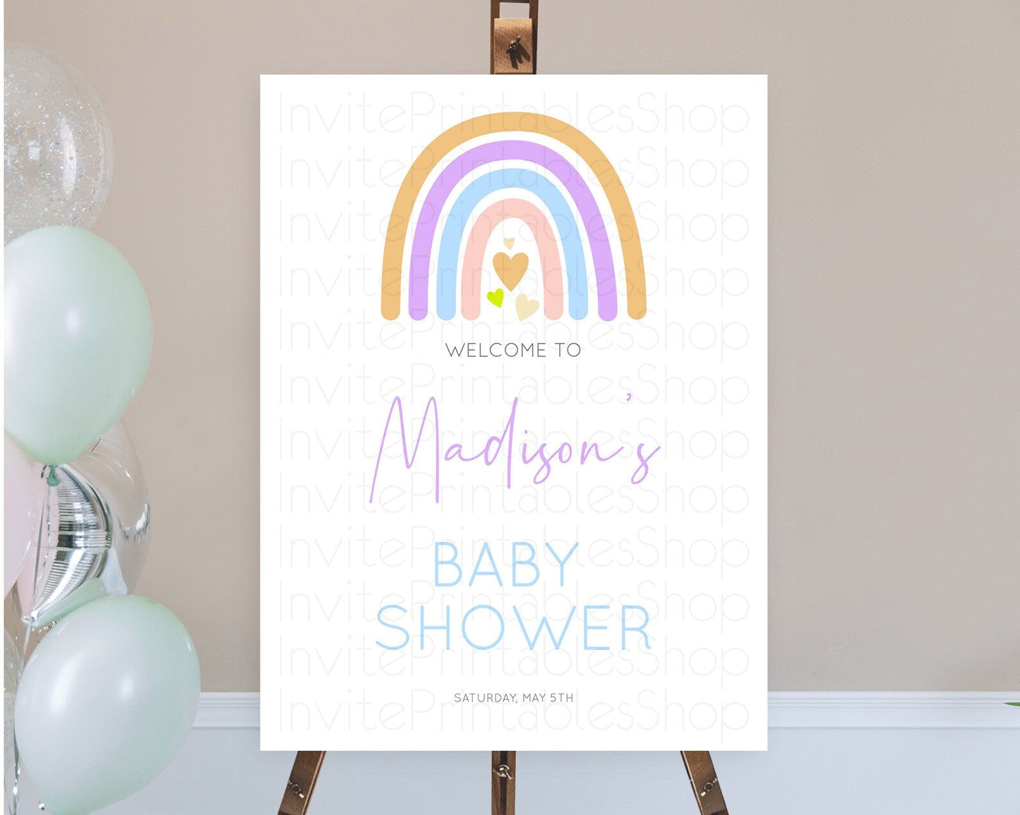 Pastel Rainbow Baby Shower Welcome Sign Boho Rainbow Welcome Board Rainbow Welcome Sign Pastel Welcome Decor Rainbow Welcome Sign D10238
