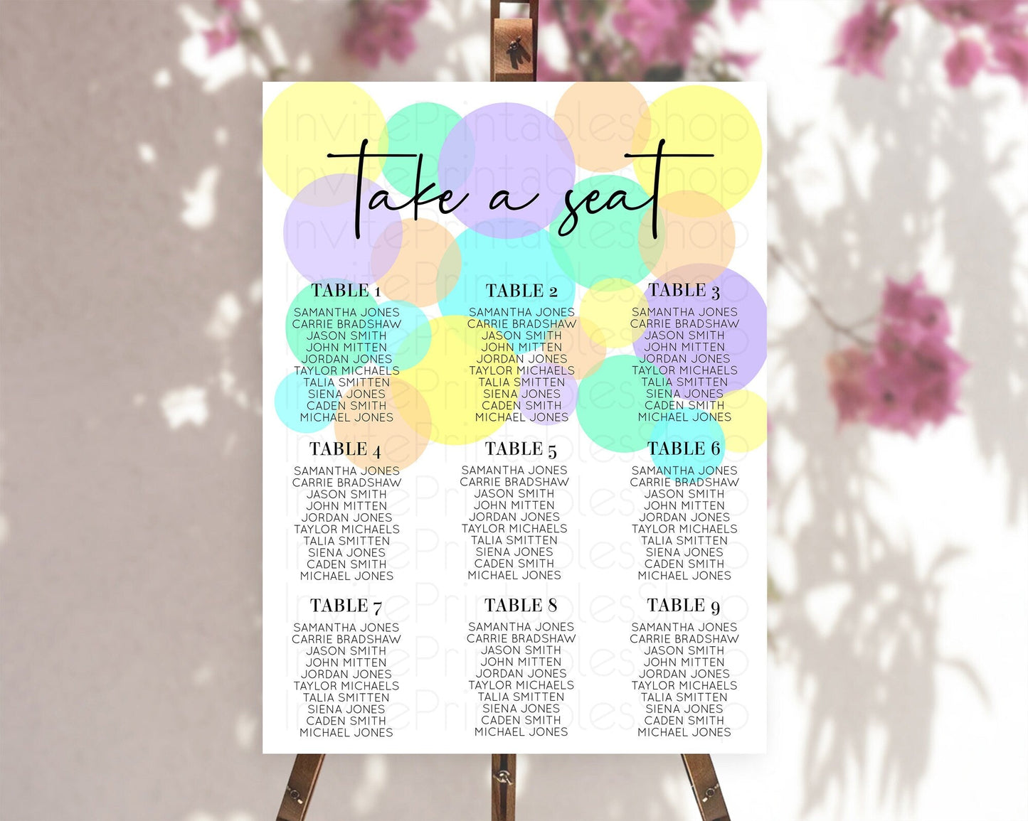 Pastel Seating Chart Pastel Confetti Seating Chart Bubbles Sprinkles Seating Sign Colorful Rainbow Decor Confetti Seating Board D10412
