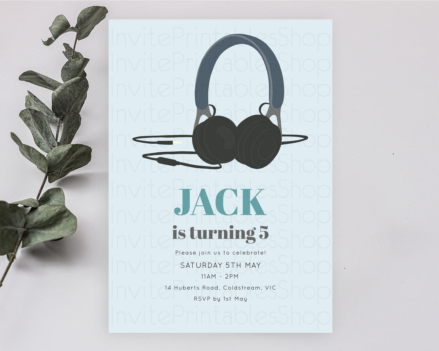 Editable DJ Birthday Invitation DJ Headphones Birthday Invitation Zoom Party