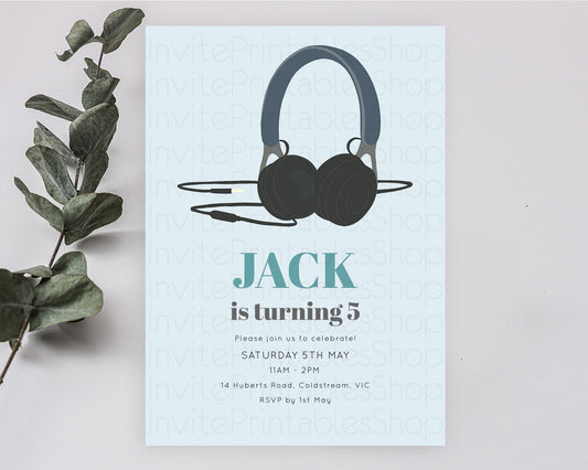 Editable DJ Birthday Invitation DJ Headphones Birthday Invitation Zoom Party