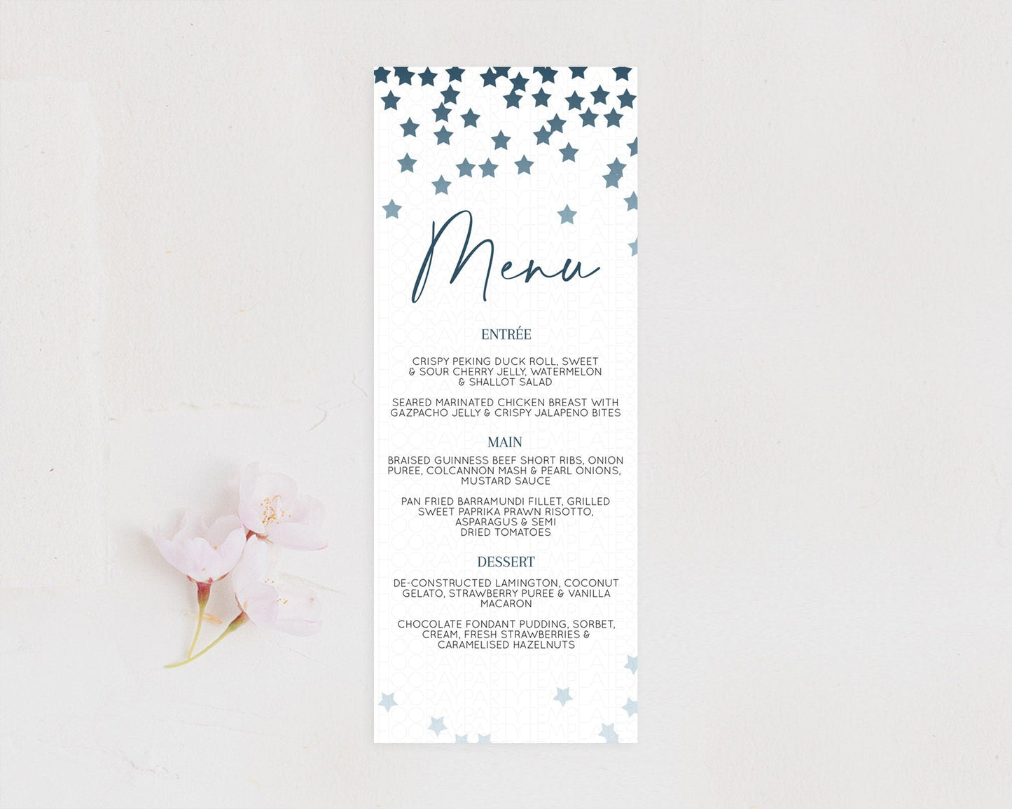 Star Menu Template Pastel Stars Menu Shooting Star Twinkle Little Star Decor Rainbow Colorful Confetti Dinner Dessert Food Menu D10308