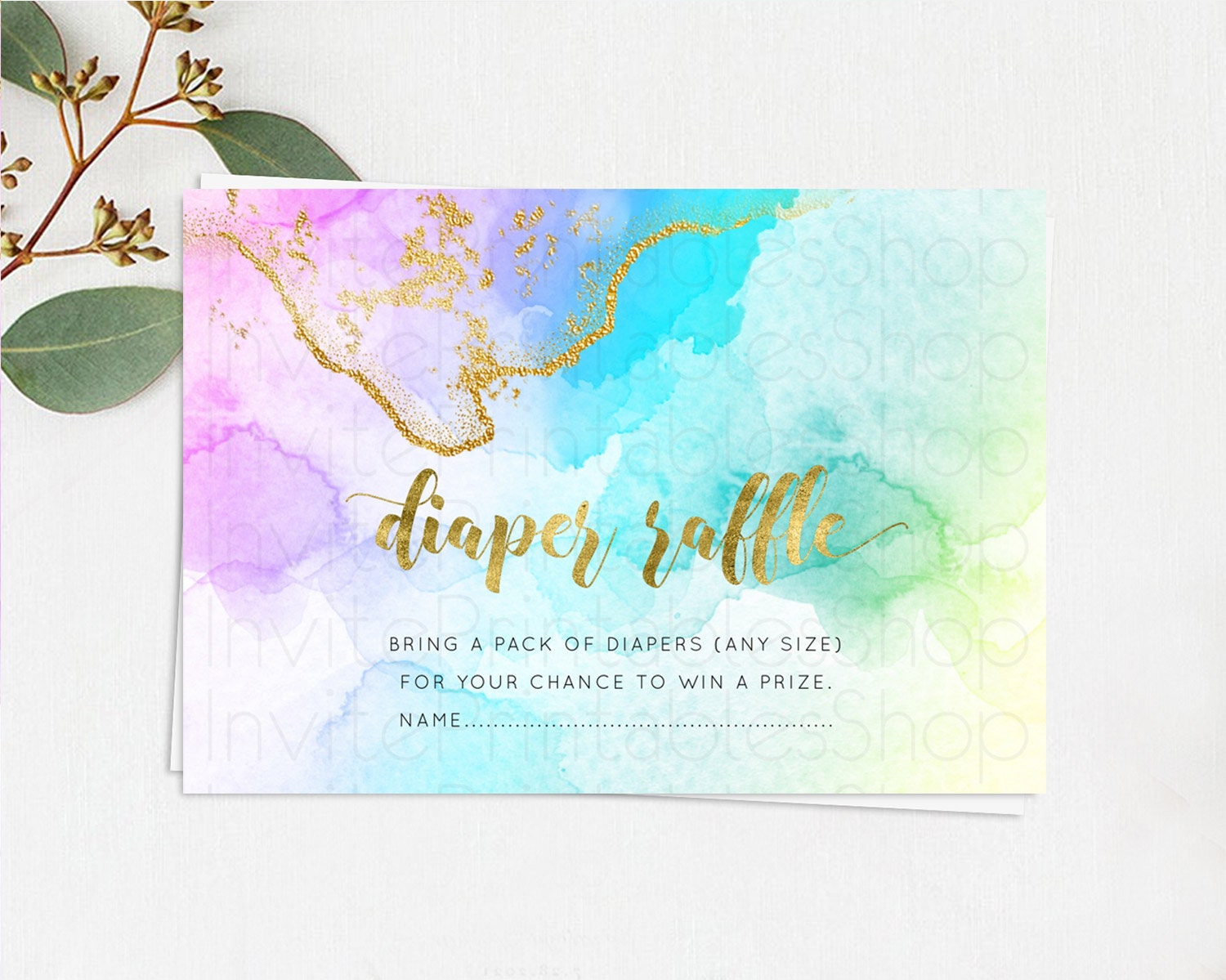 Editable Pastel Diaper Raffle Card Pastel Rainbow Diaper Raffle Insert Color