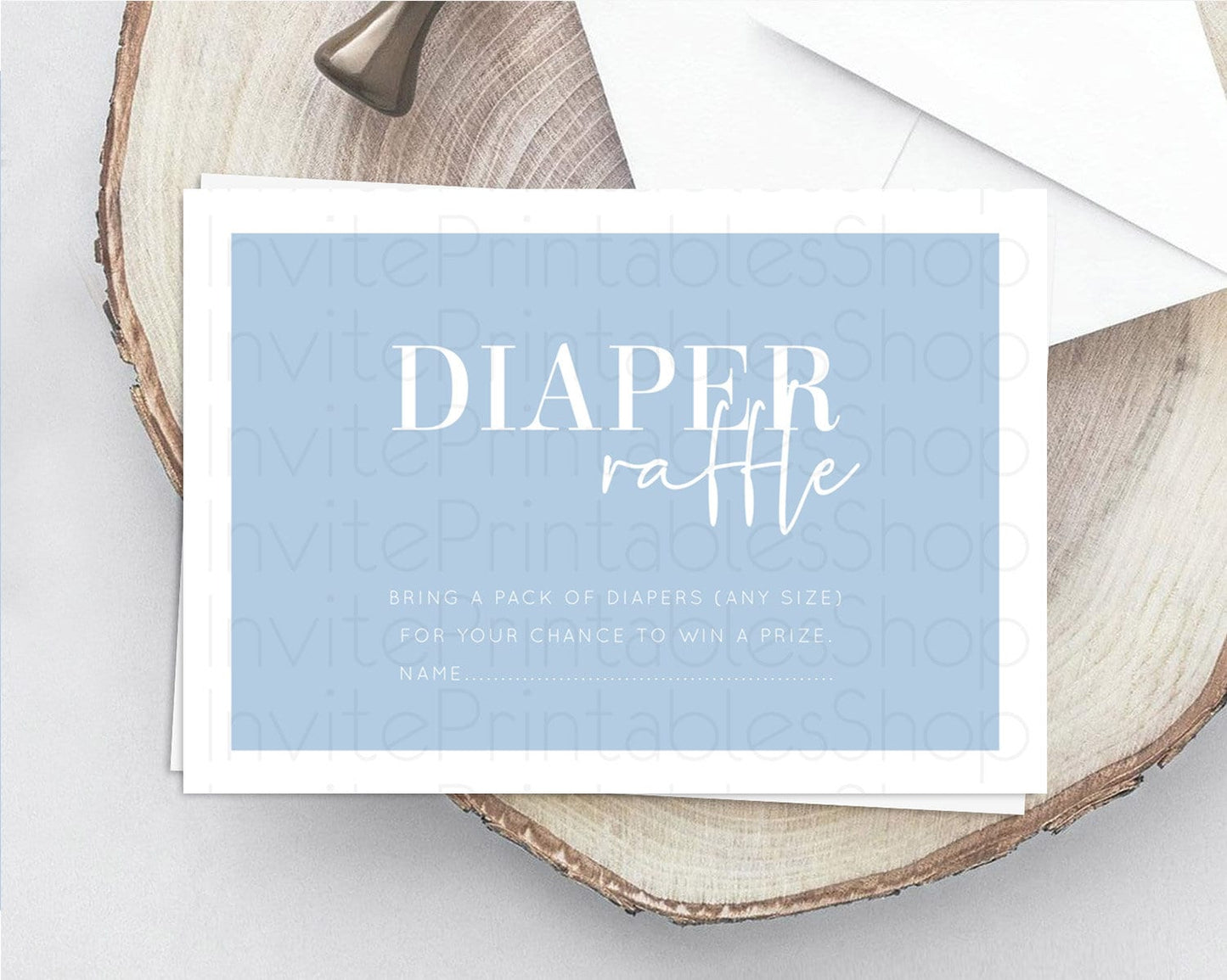 Blue Diaper Raffle Card Plain Blue Diaper Raffle Insert Minimalist Pastel Blue Diaper Ticket Blue Simple Baby Shower Raffle Game D10734