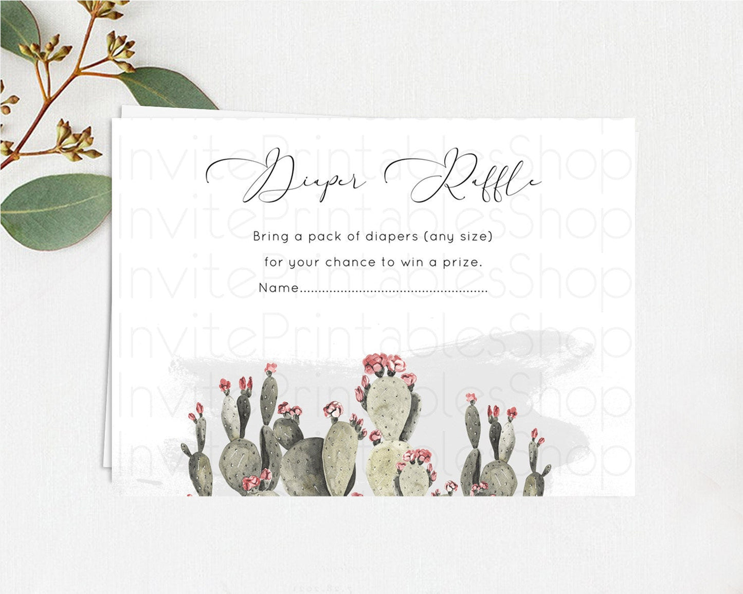 Prickly Pear Diaper Raffle Card Prickly Pear Diaper Raffle Insert Cactus Theme Diaper Ticket Tropical Fiesta Watercolor Raffle Game D11015