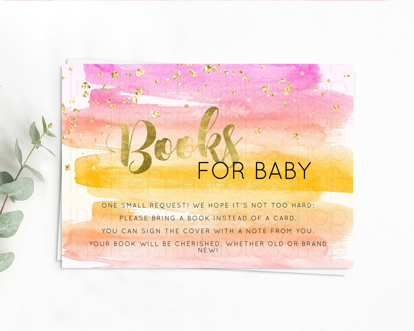 Pastel Books For Baby Card Pastel Rainbow Book Insert Colorful Ombre Watercolor Book Card Confetti Glitter Baby Book Poem Request D10520