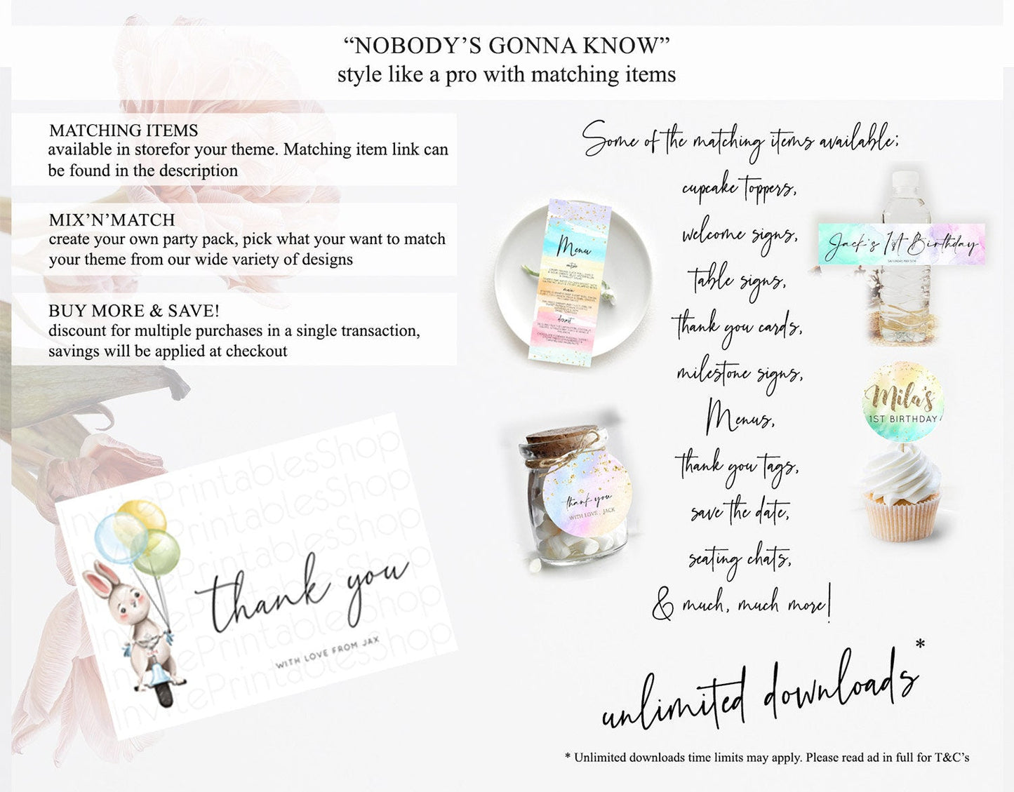 Bunny Thank You Bunny Balloon Thank You Card Colorful Pastel Confetti Birthday Thank You Card Sprinkles Bunny Teacher Thank You Card D10783
