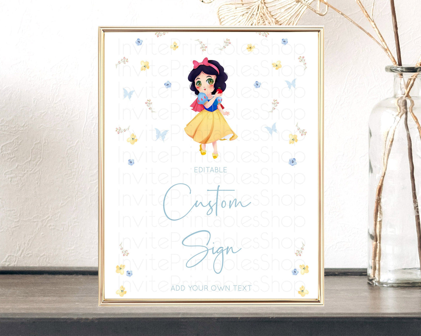 Princess Party Table Sign Decor Secret Garden Enchanted Castle Pastel Floral Royal Party For 1st Birthday Baptism Baby Shower D10353