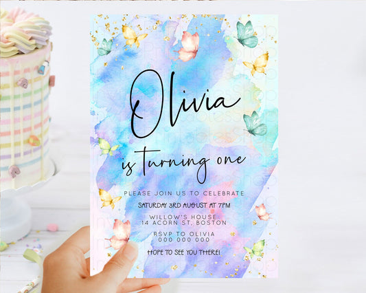 Editable Pastel Butterfly Birthday Invitation Butterfly Birthday Invitation