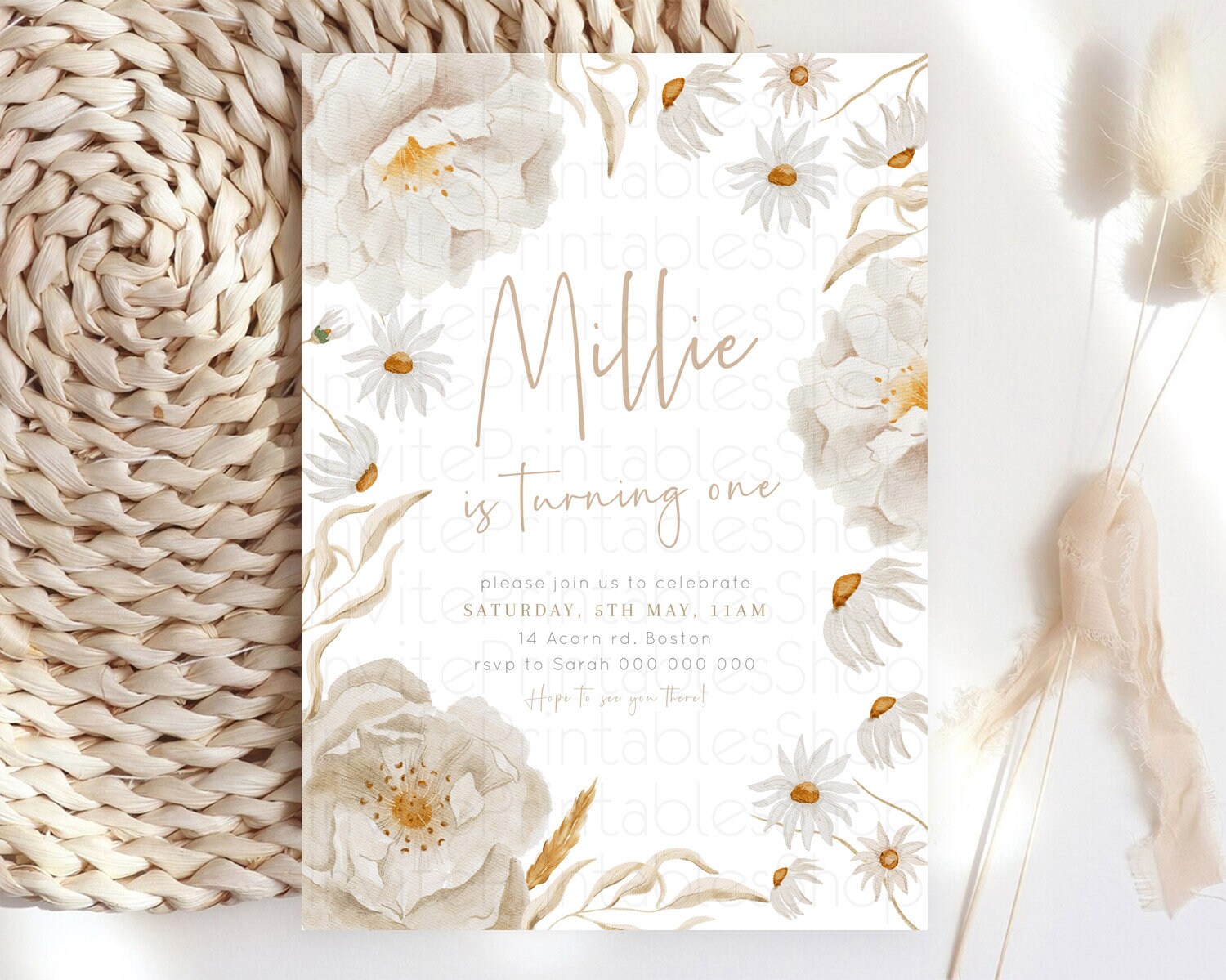 Editable Secret Garden Invitation Wildflower Birthday Invitation Pastel Flow