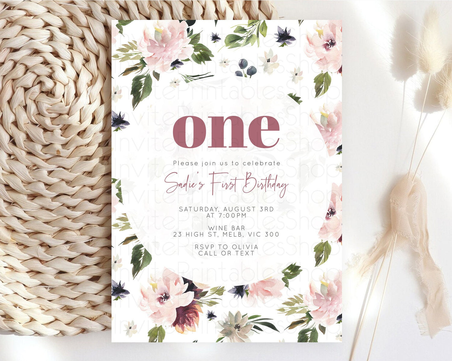 Secret Garden Invitation Wildflower Birthday Invitation Pastel Flowers Invite Enchanted Garden Boho Floral 3rd 2nd First Birthday D10538