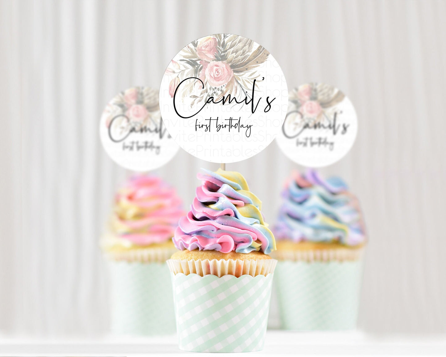Editable Secret Garden Cupcake Toppers Wildflower Cupcake Toppers Pastel Flo