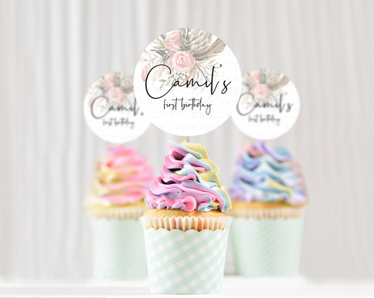 Editable Secret Garden Cupcake Toppers Wildflower Cupcake Toppers Pastel Flo