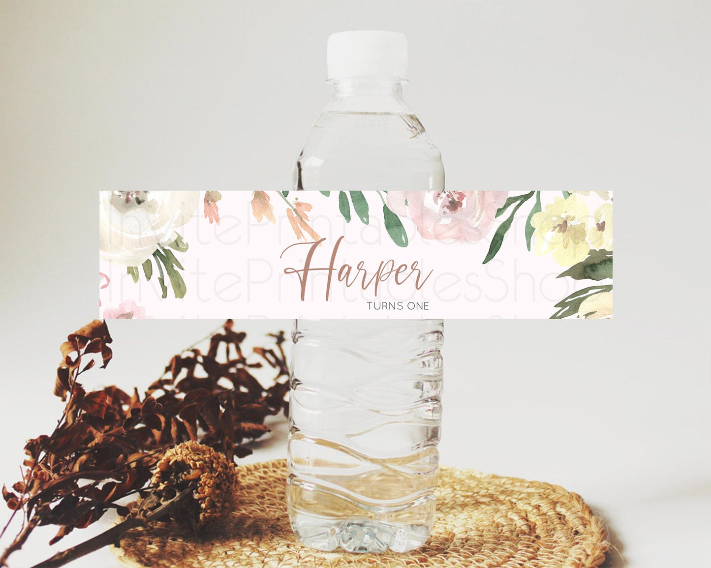 Wildflower Water Label Template Secret Garden Water Label Pastel Floral Garden Party Decor Boho Flowers Birthday Baby Shower Wedding D10192