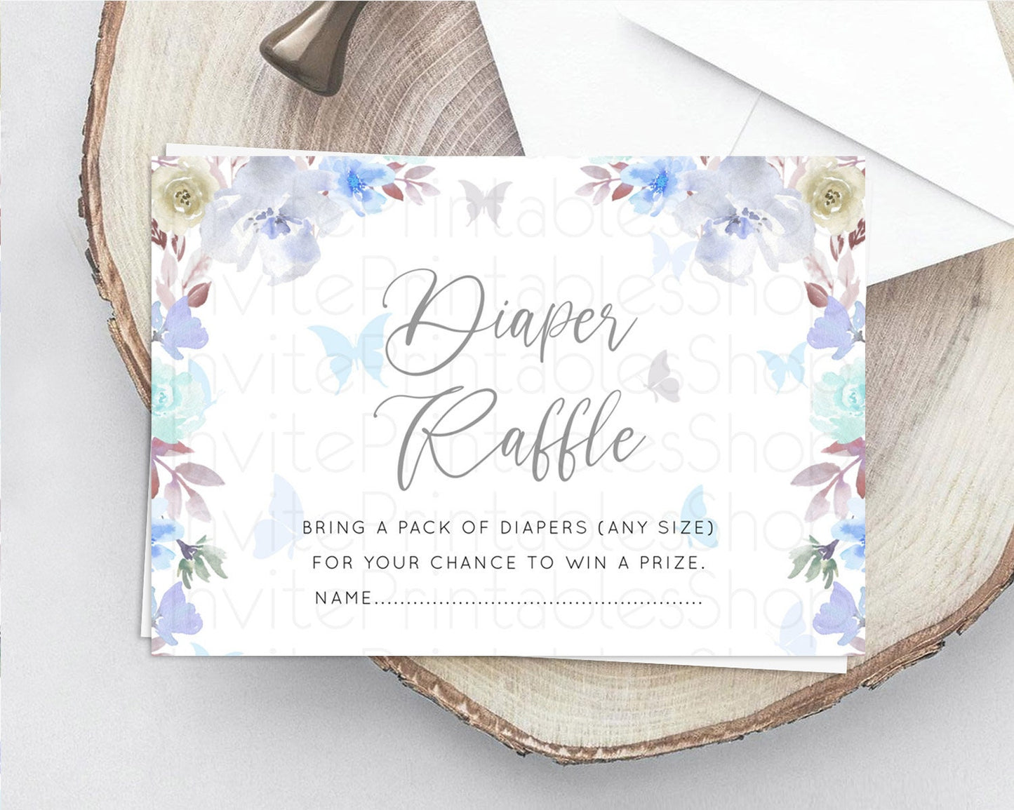 Secret Garden Diaper Raffle Card Boho Wildflower Diaper Raffle Insert Pastel Flower Garden Baby Shower Card Flower Raffle Game D10932