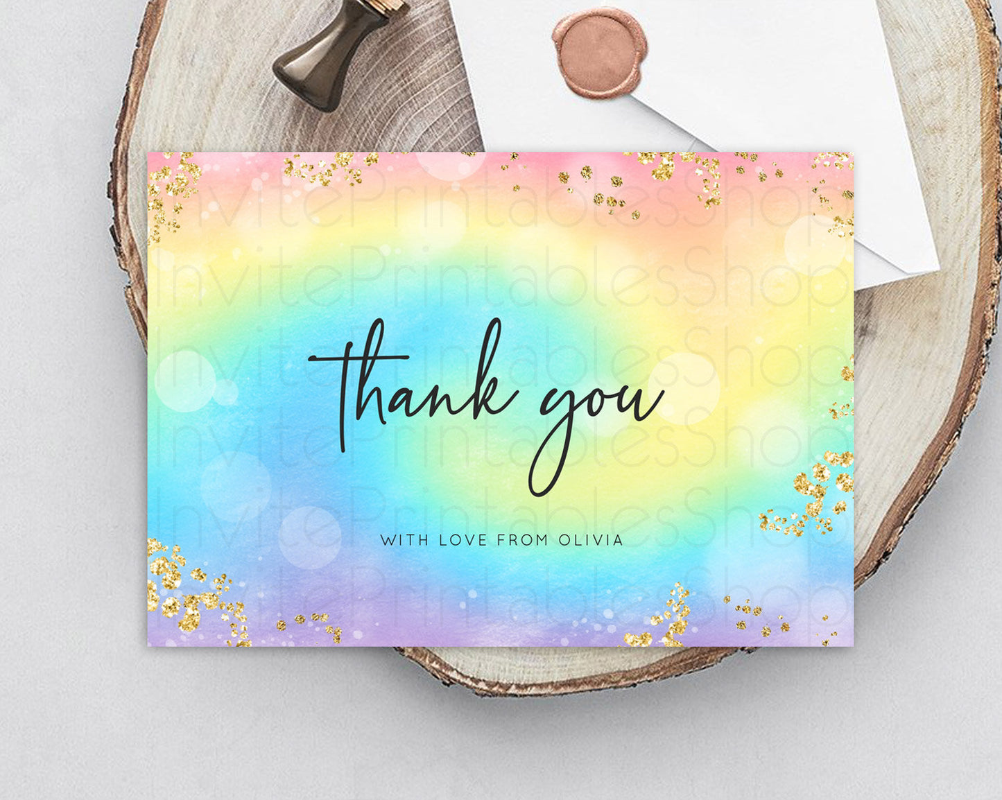 Editable Pastel Thank You Rainbow Thank You Card Colorful Pastel Birthday Th