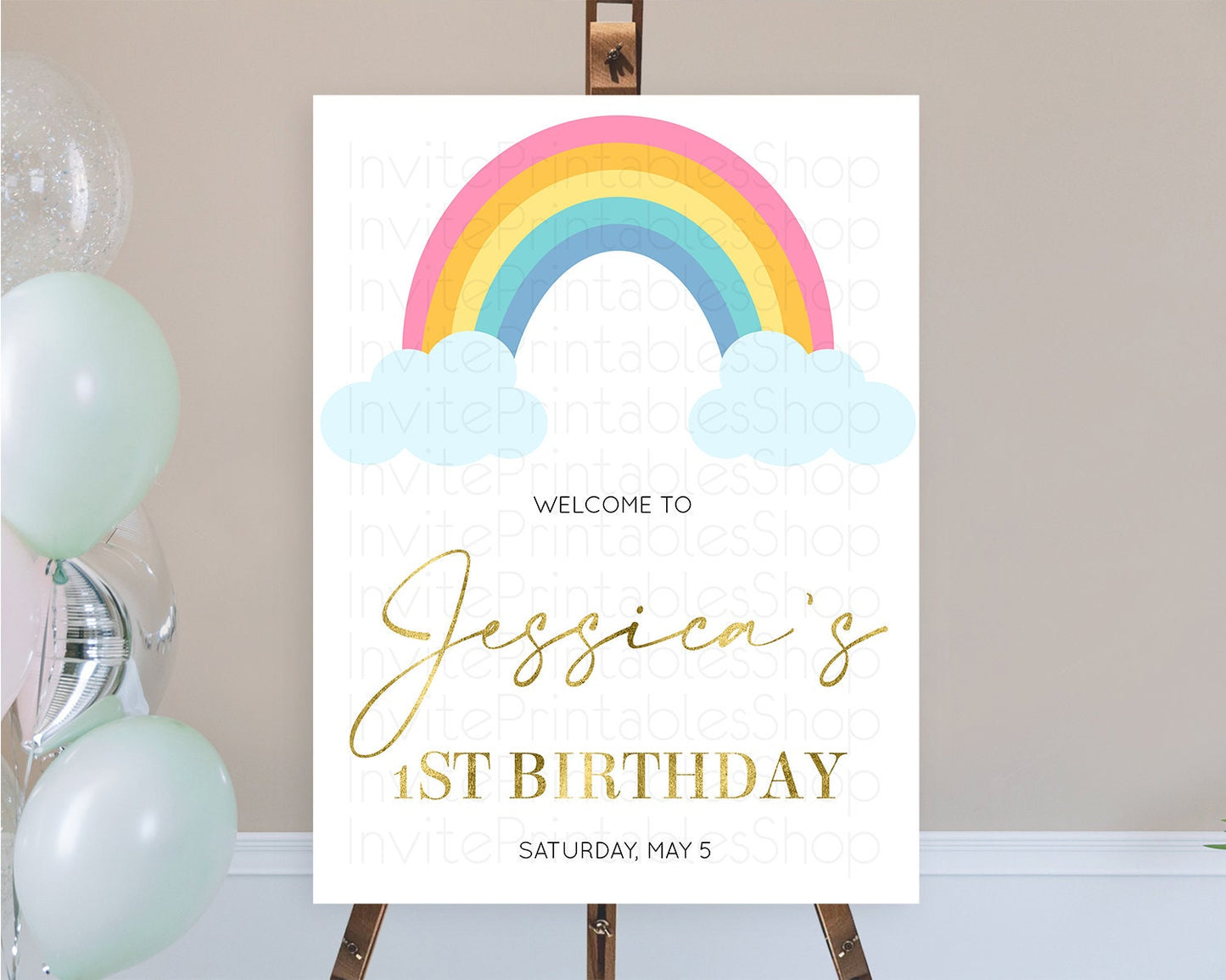 Editable Pastel Rainbow Welcome Sign Boho Rainbow Welcome Board Rainbow Welc