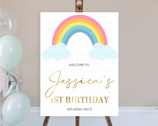 Editable Pastel Rainbow Welcome Sign Boho Rainbow Welcome Board Rainbow Welc