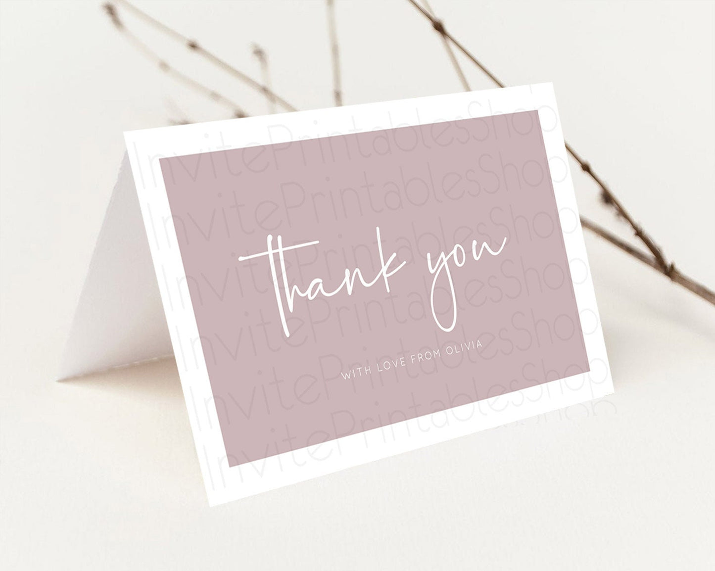 Pink Thank You Pastel Pink Thank You Card Pink Birthday Thank You Card Modern Pink Cards Simple Pink Teacher Thank You Card Template D10936