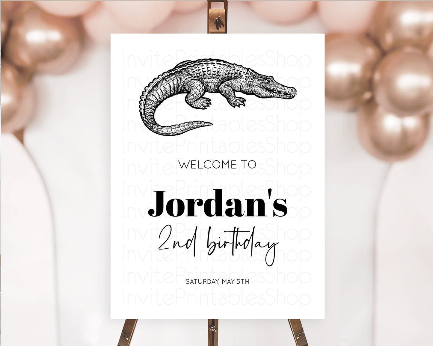 Crocodile Welcome Sign Alligator Welcome Board Croc Gator Party Welcome Poster Safari Decor Croc Gator First Birthday Welcome Sign D10286