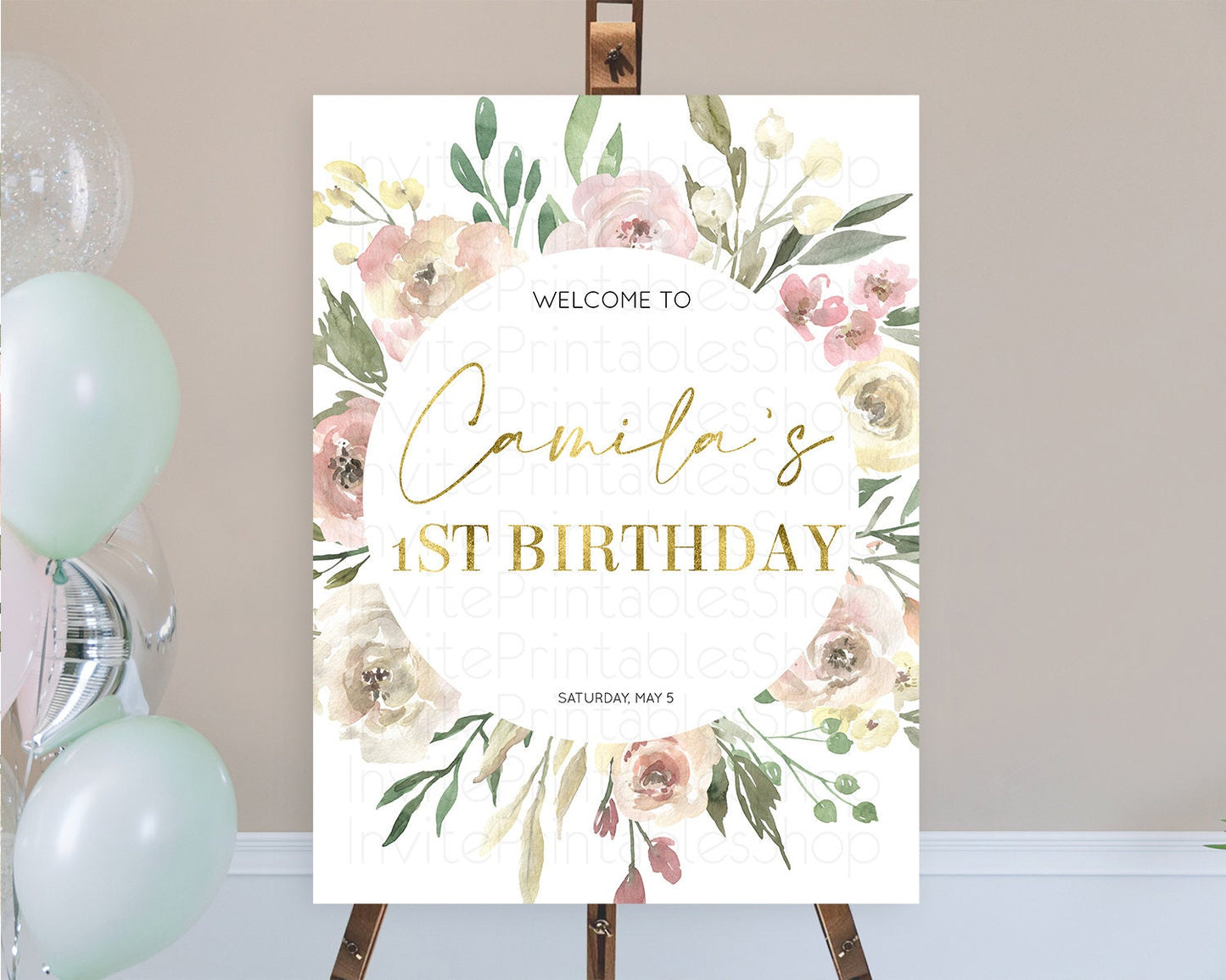 Secret Garden Welcome Sign Wildflower Welcome Board Pastel Flower Garden Welcome Poster Boho Wildflower First Birthday Welcome Sign D10202