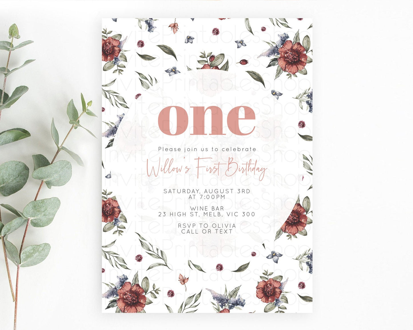 Secret Garden Invitation Wildflower Birthday Invitation Pastel Flowers Invite Enchanted Garden Boho Floral 3rd 2nd First Birthday D10503