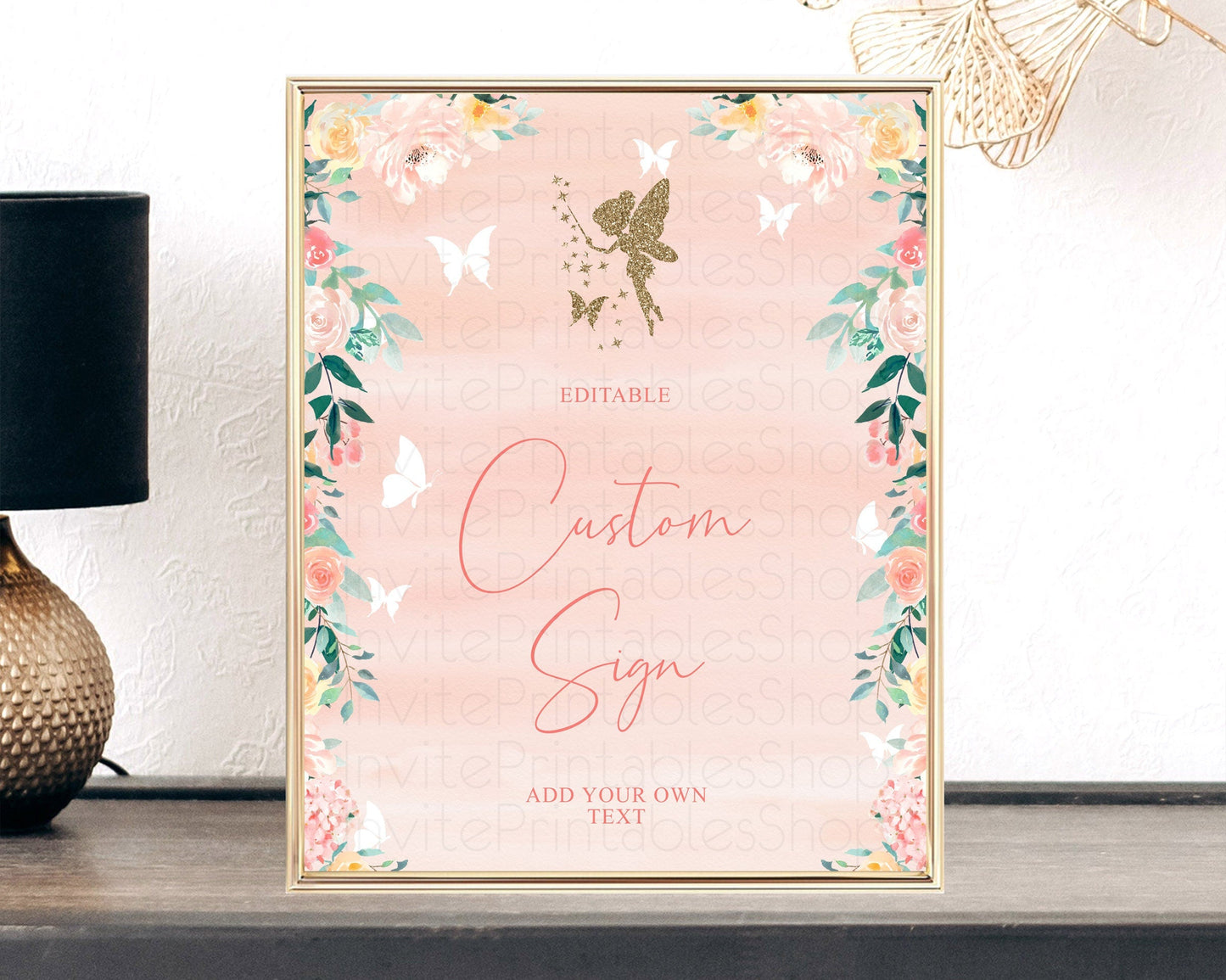 Fairy Sign Enchanted Garden Table Sign Decor Pastel Floral Butterfly Party Secret Garden Birthday Baptism Baby Shower Bridal Shower D10792
