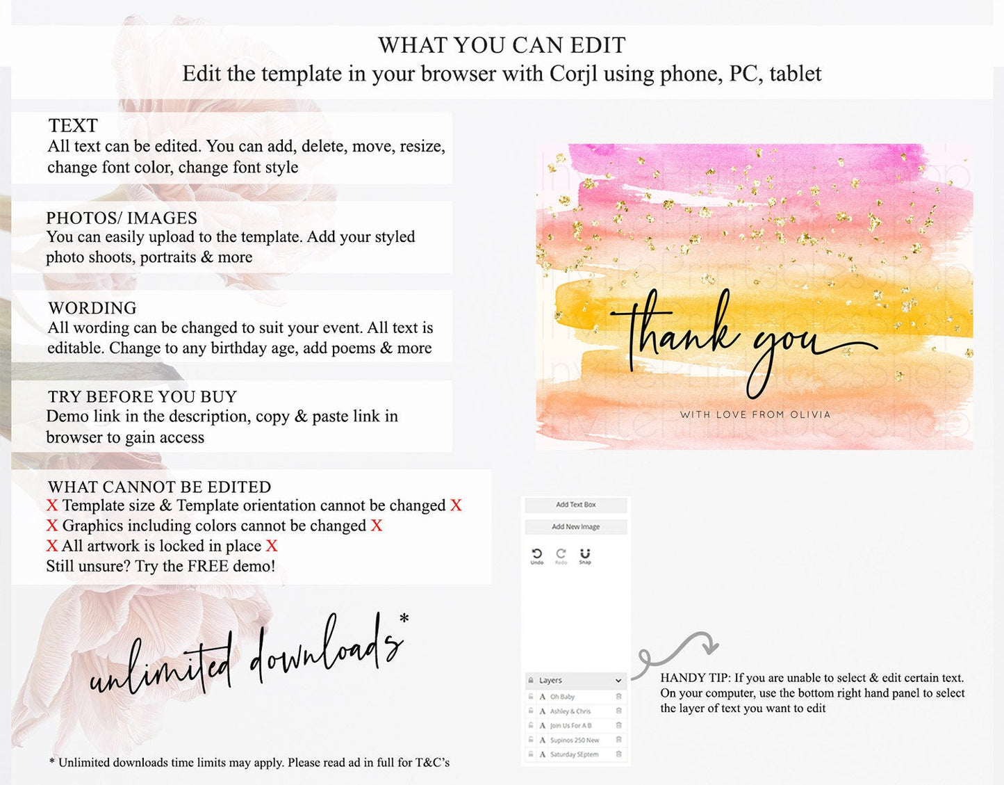 Pastel Thank You Rainbow Thank You Card Colorful Pastel Birthday Thank You Card Confetti Watercolor Pastel Teacher Thank You Cards D10520